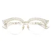 Cubojue кошачий глаз жемчужные женские очки с прозрачными линзами, прозрачные модные оправы для очков, женская полуоправа, очки Ladies296J