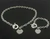 Modemerk Designer Ketting Armband Set Hartvormige Hanger Sieraden Set 2-in-1 Dames Verjaardag en Kerstcadeaus