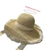 Bérets d'été paille tissée pour chapeau de soleil plat large bord dentelle Boho Panama plaisancier casquette de plage