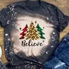 Mulheres Camisetas Mulheres Estilo Ocidental RedSoft Algodão Árvore de Natal Tshirt com Papai Noel Unisex Meninas Meninos Retrol Tops para