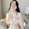 Abbigliamento etnico Stile cinese migliorato Qipao Fata Vestido Abito cheongsam Donna quotidiana Fiore orientale Elegante Hanfu