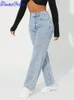 Women's Jumpsuits Rompers Denimcolab 2023 High Waist Straight Leg Jeans Woman Simple Style Casual Cotton Denim Pants Ladies Loose Streetwear 231213