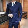 Men's Suits Est Fashion Striped 3 PCS Double Breasted Groom Suit Wedding Tuxedos Formal Business Casual Wear