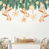 Feliz natal ouro sino estrelas pinho folhas verdes adesivos de parede para sala estar quarto casa decorativo festival decalques parede pvc