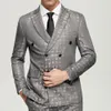 Abbigliamento etnico da uomo grigio jacquard abiti 2023 casual doppio petto 6 bottoni matrimonio sposo indossare giacca pantaloni formale ballo di fine anno 231213