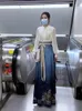 エスニック服大人の中国国家スタイルの女性の改善された明細システムハンフブルーホースマスクスカートデイリープチホルターセット231212