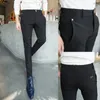 Costumes pour hommes 2023 Printemps Automne Pantalons décontractés Hommes Business Stretch Slim Taille élastique Jogger Coréen Classique Pantalon Noir Mâle Z147