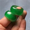 Klusterringar 22mm naturliga gröna jades högklassig a myanmar jadeite smaragd tumring män kvinnor fina smycken tillbehör