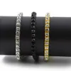 Bracelet de chaîne de tennis personnalisé 79 pouces Hip Hop Mens Bling Gold Lovers Noir Blanc Glacé Plein Diamant Cristal Rappeur Bijoux 3846704