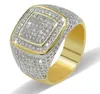 2020 Hiphop CZ Rings For Mens Full Diamond Square Hip Hop Ring Gold Plated Jewelries 9134383