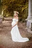 Bröllopsklänningar för gravida kvinnor Enkelt plus storlek Backless Bridal Glows Custom Made Pregnant Wedding Dress