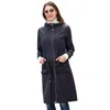 Trenchs de femmes manteaux 2023 printemps automne long manteau décontracté femmes imperméable à capuche couleur unie veste coupe-vent haut rayé doublure droite