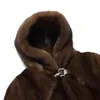 Женская меховая длинная куртка из искусственной норки, зимне-осеннее повседневное пальто, большой размер S/9XL, верхняя одежда с капюшоном из искусственной норки