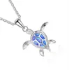 Djursköldpaddor hänge halsband naturliga blå opal havskvinnor smycken legering silver elegant strand sköldpadd halsband8396152