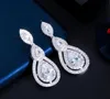 Dangle Chandelier Shiny White Cubic Zirconia Water Drop Earrings For Brides Wedding Evening Party Costume Jewelry Accessories C2181697