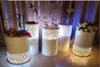 Party Decoration Round Light 5pcs Risers White Iron LED Cylinder Plinth Display Pedestal Wedding4198417