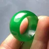 Klusterringar 22mm naturliga gröna jades högklassig a myanmar jadeite smaragd tumring män kvinnor fina smycken tillbehör