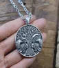 Pendanthalsband 12st Viking World Tree Double Wolf Necklace Wicca Pagan Jewlery for Men Women262n8463331