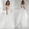 2024 Long Beach Wedding Dress Off The Shoulder A Line Tulle Bridal Gowns With Short Sleeve Lace Top Ivory Bohemian Bride Dresses Robe De Mariee