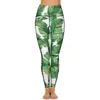 Active Pants Banana Leaf Leggings Tropical Print Push Up Yoga Sweet Stretch Legging Women Pattern Workout Sport