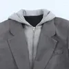 Abiti da donna Blazer Giacche con felpe con cappuccio Ufficio Capispalla elegante Cappotto a maniche lunghe con bottoni Inszar Casacos De Inverno Feminino