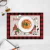 Table Mats Christmas Red And Black Plaid Linen Festival Decoration Holiday Placemat Cup Doily Kitchen Dish