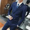 Men's Suits Est Fashion Striped 3 PCS Double Breasted Groom Suit Wedding Tuxedos Formal Business Casual Wear