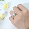 Bague de fiançailles romantique en or blanc 14K, Center 1 5ct 7mm, coupe coussin, Moissanite Halo, pour femmes, mariage T200905216U