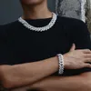 Bling Finest Quality Hip Hop 20mm 925 Sterling Silver Buss Down Jewelry Full Bling VSS Moissanite Cuban Link Chain Necklace