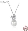 Lekani 925 Sterling Silver Women039s Pearl Pendant Necklace Luxury Zircon Fine Jewelry Findisite Fansian