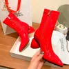 Botas PRXDONG Mulheres Sapatos Clássicos Partent Couro Outono Inverno Salto Alto Apontou Toe Preto Vestido Vermelho Festa Tornozelo 34 43 231212