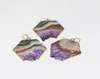 Fashion Jewelry Natural slice Purple Crystal Quartz necklace pendant male raw slab geode druzy amethysts stone pendant women 201012555044