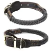 Grand collier d'obéissance pour dressage de chiens, en cuir tressé à huit brins pour chien, véritable grand 231212