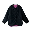 Women's Trench Coats MICOCO Y9938C Korean Version Of Casual Simple Quilted Cotton Contrast Color Loose Wool Jacket