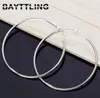 Hoop Huggie BAYTTLING 925 Sterling Zilver 50MM Glanzende Ronde Grote Oorbellen Voor Vrouw Mode Glamour Bruiloft Sieraden Gift1448073