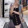 Womens Jackets High quality and temperament Goddess style printed suit jacket long skirt niche slim fitting top 231213