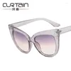 Sunglasses 2024 Cat Eye Reading Glasses With Glitter Frame Anti-Blue Light Lens Oversized And Concave Shape For Women