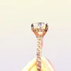 Yhamni Oryginał Real Solid 925 Srebrny pierścień okrągły Oval CZ Diamant zaręczyny biżuteria na kobiety YZR59158184893950903