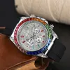 Rainbow Diamond Watch Mens Upper White Oh Designer Quartz Chronographe Pierre avec boîte 904 en acier inoxydable sans cadre Orologio Couples Watch
