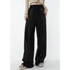 Calças femininas preto sweatpants solto zíper cintura alta vintage baggy moda americana feminina bottoms em linha reta perna larga calças 2312012