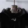 Женская меховая длинная куртка из искусственной норки, зимне-осеннее повседневное пальто, большой размер S/9XL, верхняя одежда с капюшоном из искусственной норки