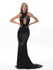 Casual Dresses Gold Sexy Strapless Bodycon Mermaid Party Dress Sleeveless Floor Length Satin Open Back DIY Tie-straps