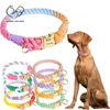 Hundetraining Obedience Macaron-Halsband Welpe, individuelles graviertes ID-Tag, Regenbogen-Baumwollgewebe für große, mittelgroße und kleine Heimtierbedarfszubehörteile 231212