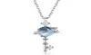 Vackra kvinnor halsband real 925 Silver Natural Blue Topaz Star Key Pendant for Party Gift With Chain9528014