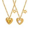 Pendant Necklaces ALLME Trendy Bling CZ Cubic Zirconia Love Heart For Women 18K Gold PVD Plated Stainless Steel Star Choker