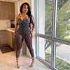 Kobiety Jumpsuits Rompers Rhinestone Mesh Sexy Jumpsuits 2023 Kobiety jesienne zimowe ubrania klub klub elegancki bodycon jednoczęściowy kombinezon bodysuitL231212