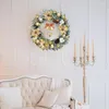 الزهور الزخرفية مصنوعة يدويًا إبرة الصنوبر إكليل عيد الميلاد مع دبنيس وأضواء LED لهجات الذهب - ديكور مثالي للعطلات متينة