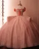 Prinses Roze Quinceanera Jurken Kant Applique Vestidos De Quinceanera Off Schouder Sweet 16 Prom Jassen Pageant Jurk