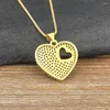 Cadenas AIBEF Minimalista Forma de corazón Hollow Out Colgante Mujeres Incrustación Collar de cristal Cobre Zircon Joyería Hermoso Amante Regalo de cumpleaños