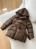 Parkas de plumón para mujer, chaquetas de invierno para mujer, abrigo informal cálido ultraligero, chaqueta acolchada para mujer con cinturón, Parka corta con capucha de talla grande 231212